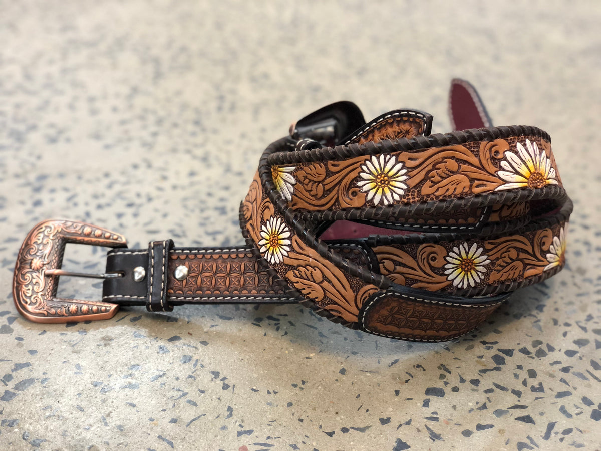 Western Belt - Hand Painted Daisy
