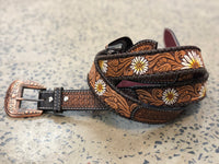 Western Belt - Hand Painted Daisy