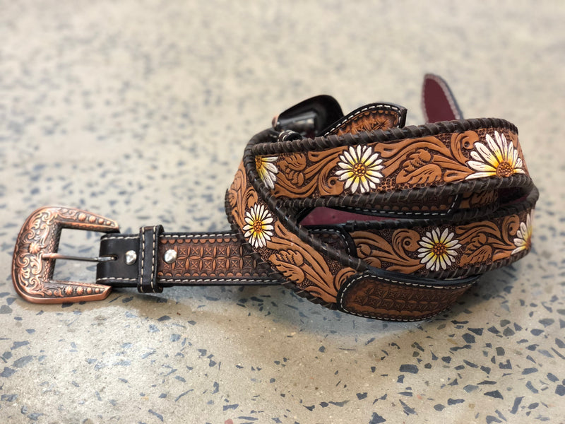 Western Belt - Hand Painted Daisy