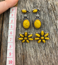 Earring Trio - Antique Yellow and Silver
