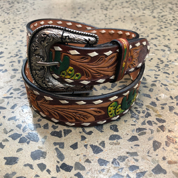 Western Belt - Painted Cactus and Floral