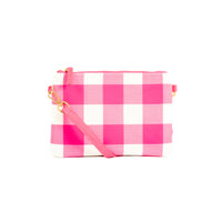 Liv & Milly - Large Crossbody Pink & White Gingham