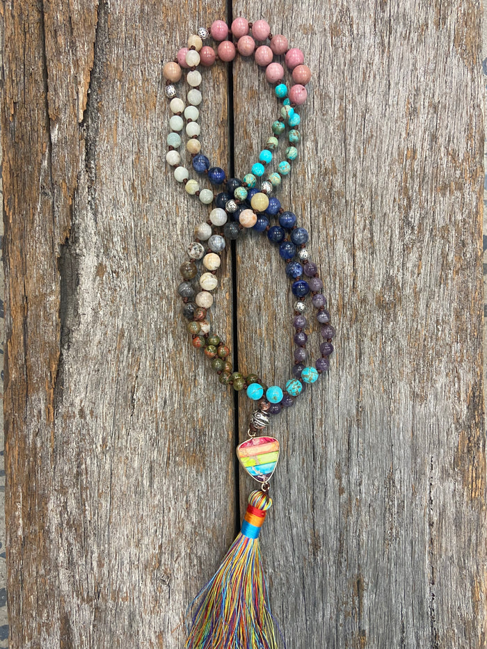 Turquoise, Pink and Purple Stone - Necklace