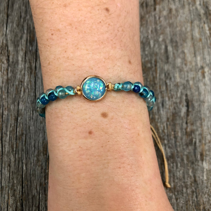 Adjustable Braided Bracelet - Turquoise Marble