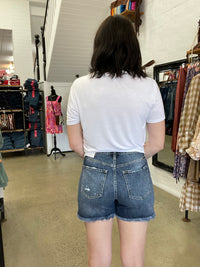 Kan Can - Dark Wash High Rise Girlfriend Shorts (KC8591ND)