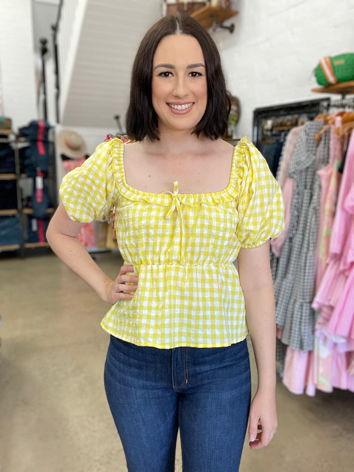 Quinn Top - Yellow Gingham