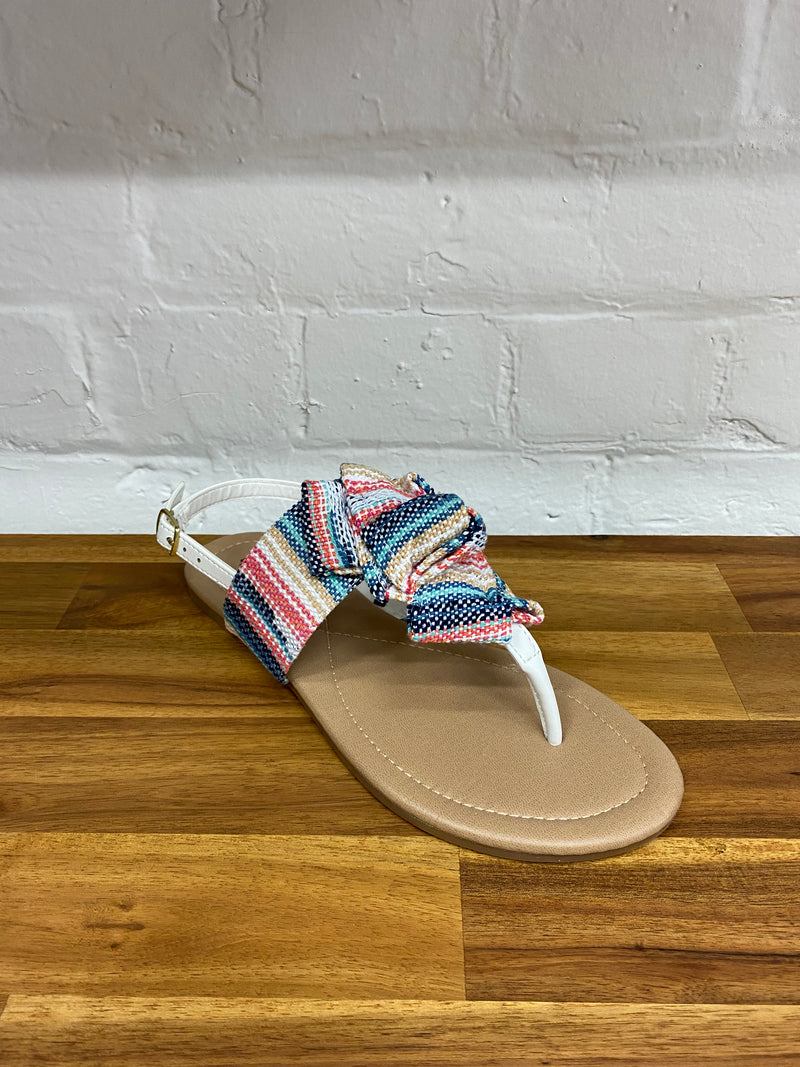 Beth Sandal - Blue/Pink Knit