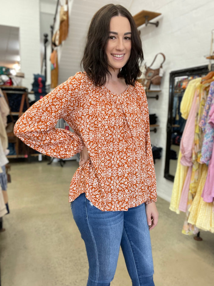 Joan Top - Rust Floral