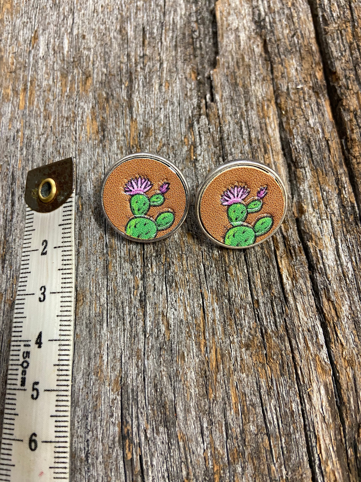 Western Earrings - Brown Cactus Post Earring