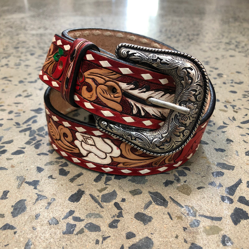 Western Belt - Feather and Rose