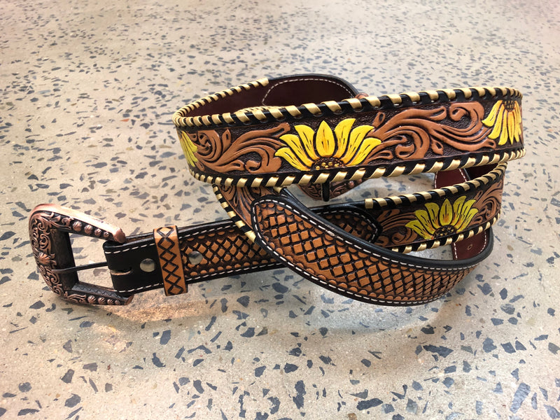 Western Belt - Tooled Sunflower