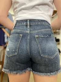Kan Can - Dark Wash High Rise Girlfriend Shorts (KC8591ND)