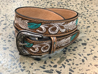 Western Belt - Turquoise Feather