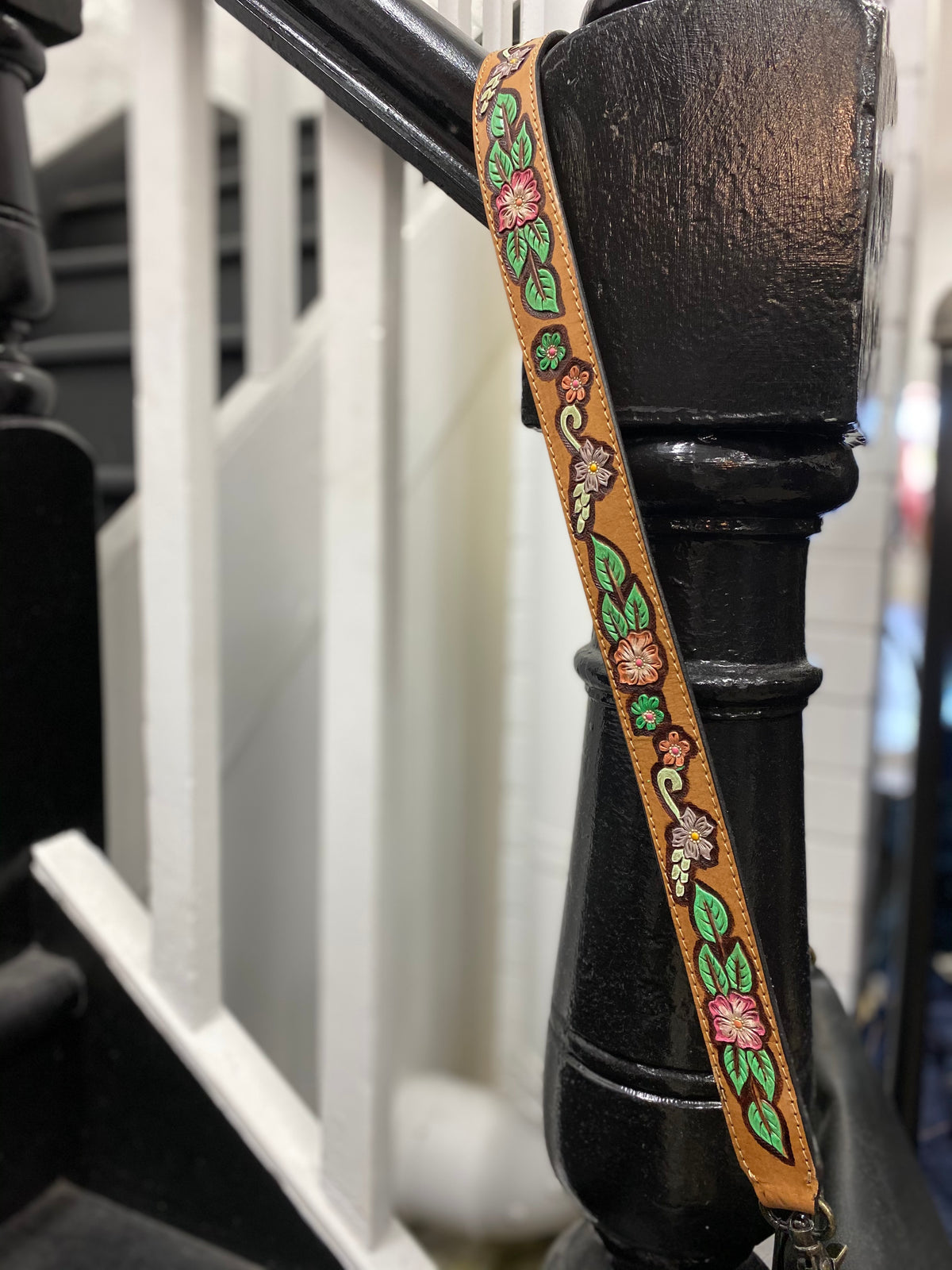 Carved Leather Handbag Strap