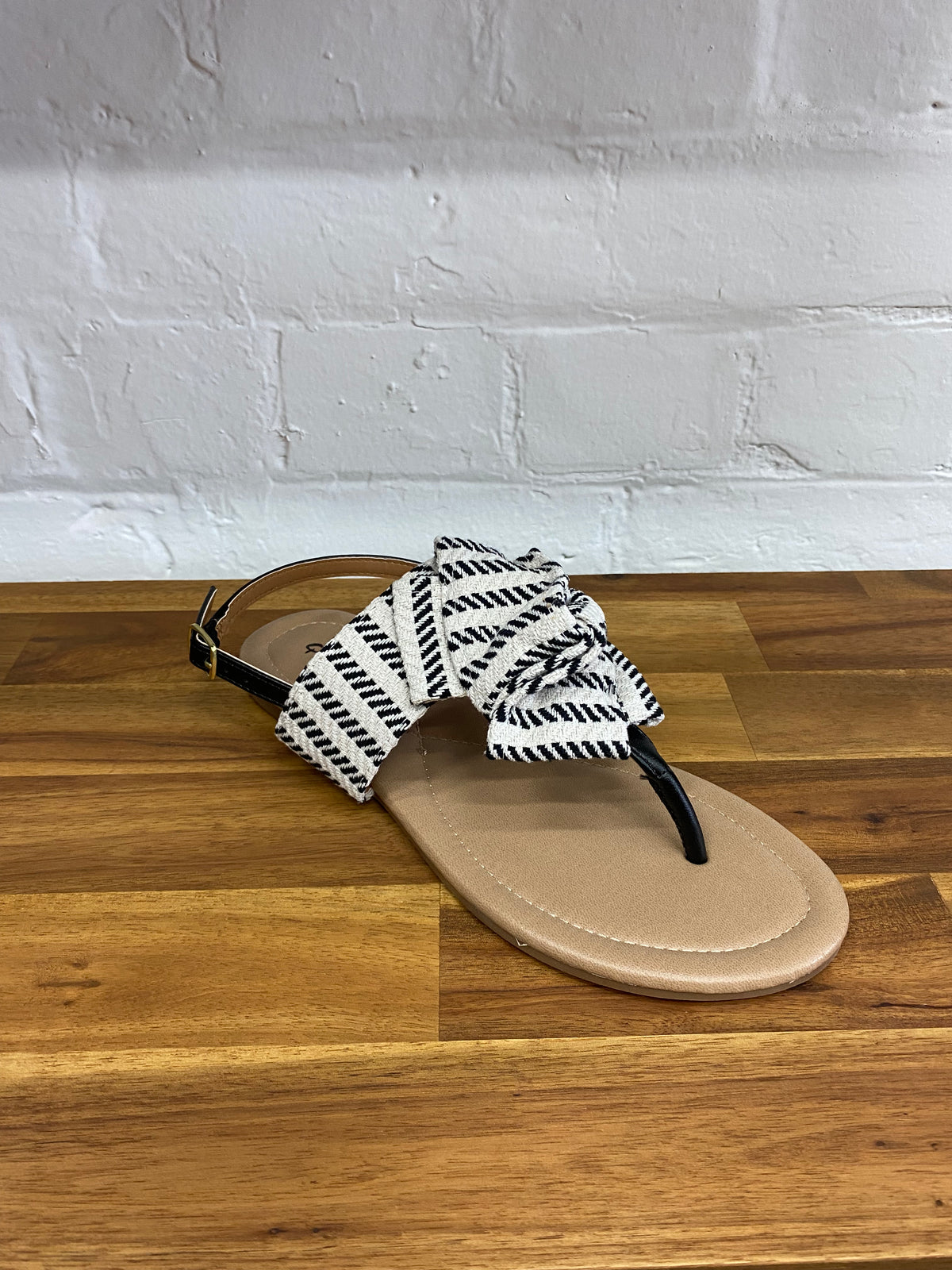 Beth Sandal - Black/Beige Knit