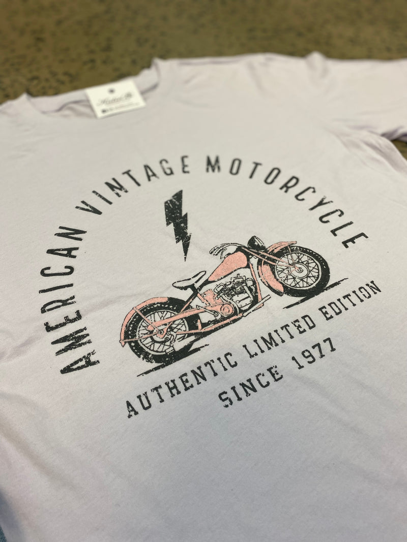 American Vintage Motorcycle Tee - Lilac