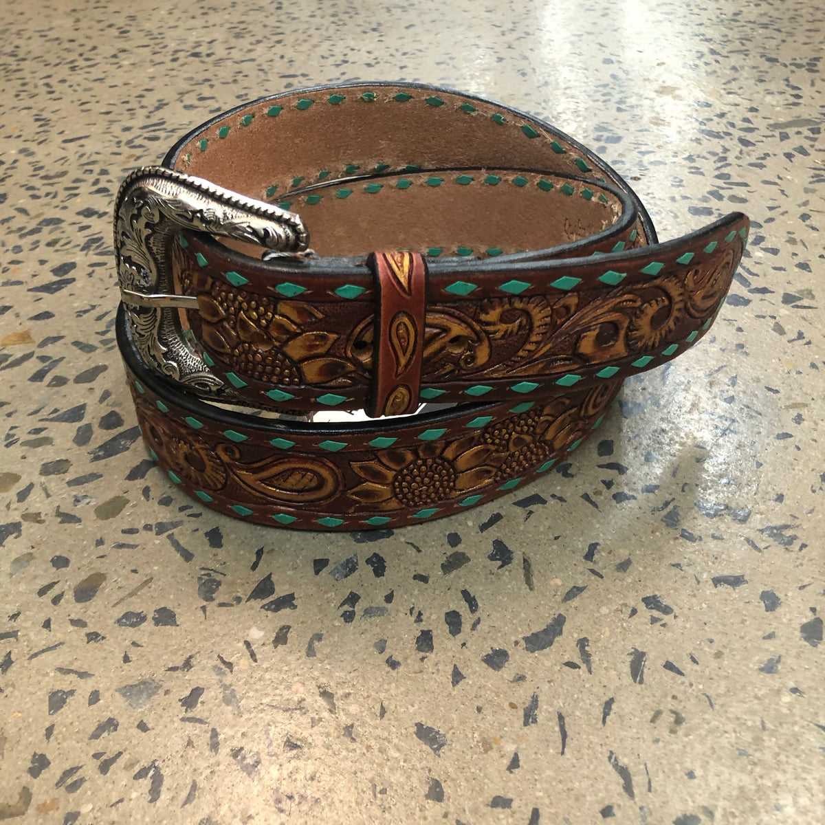 Western Belt - Bronze Paisley & Sunflower