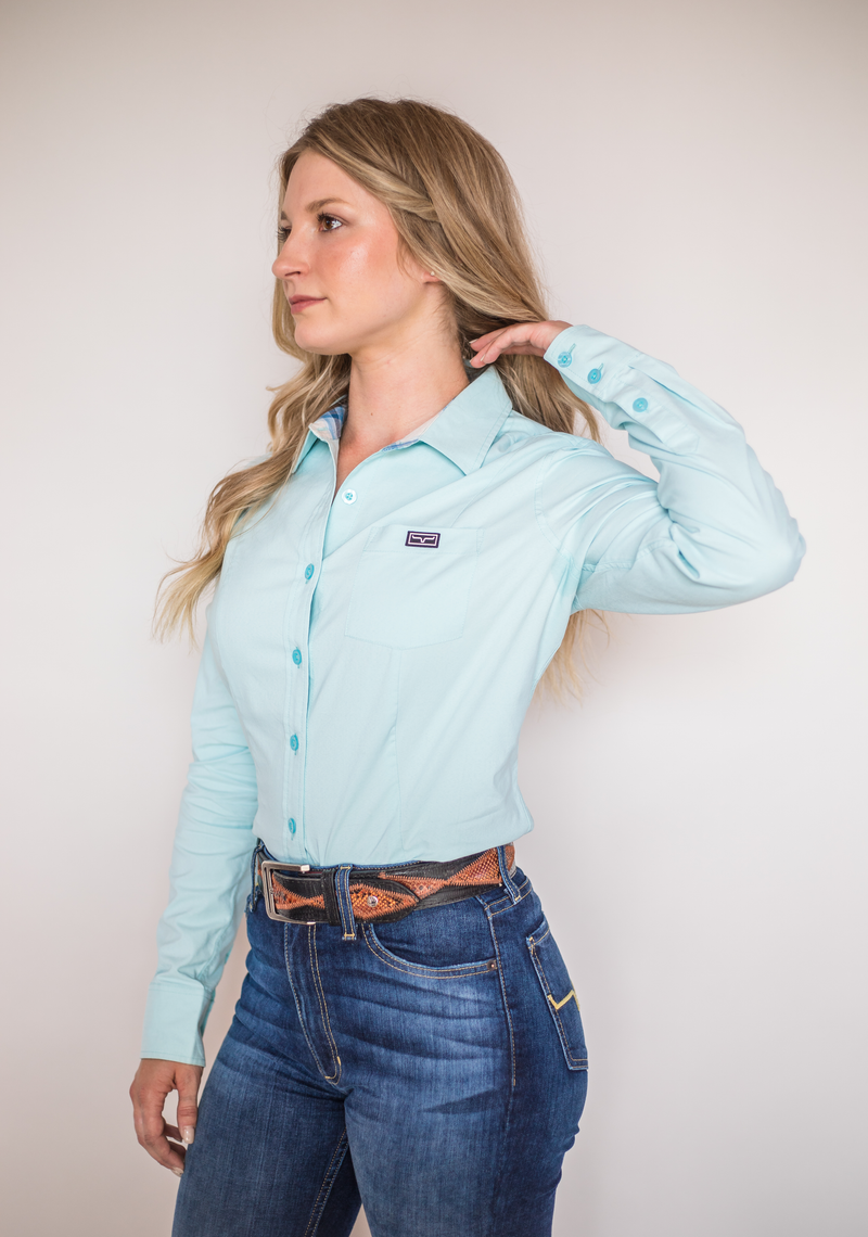 Kimes Ranch Long Sleeved Shirt - Linville Solid Turquoise