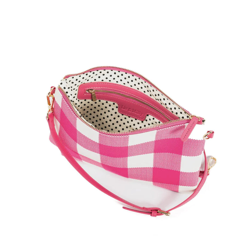 Liv & Milly - Large Crossbody Pink & White Gingham