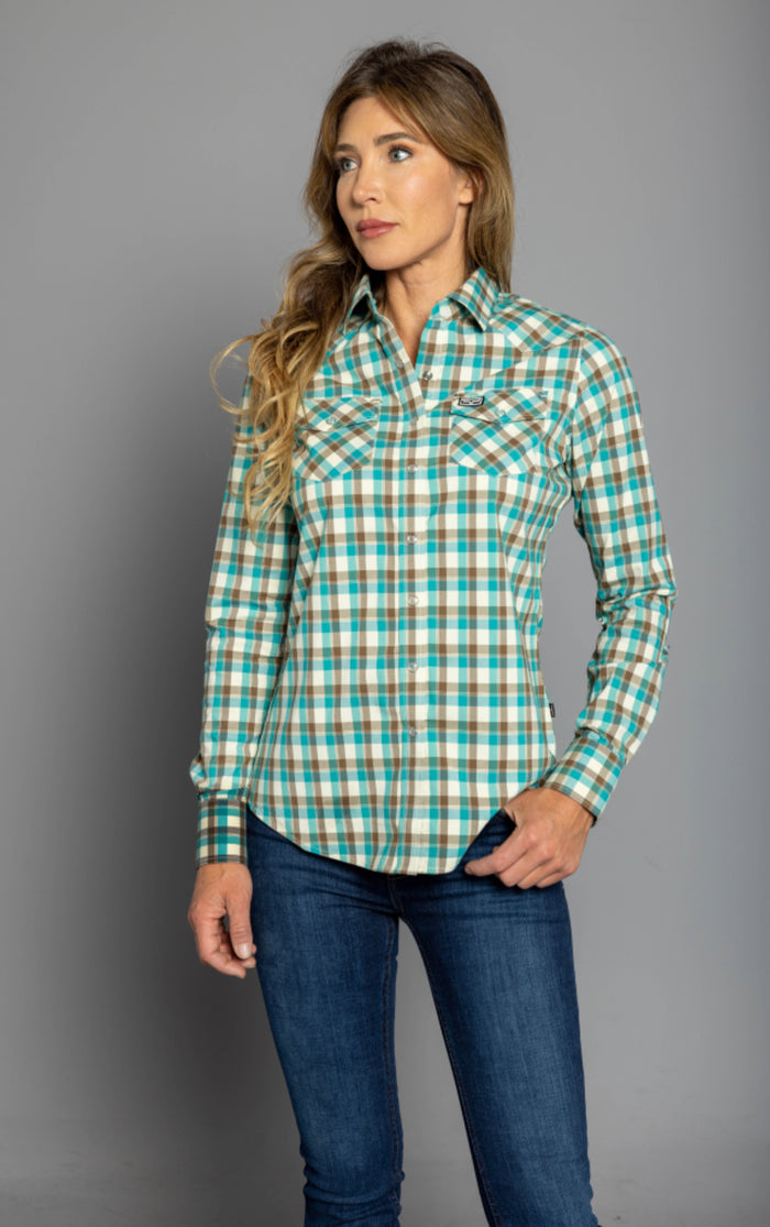 Kimes Ranch Long Sleeved Shirt - Go-Round Teal Check