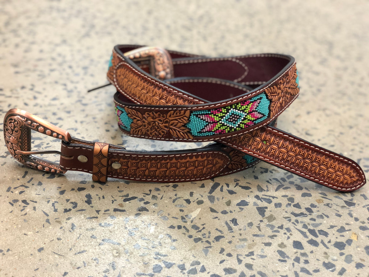 Western Belt - Beaded Aztec