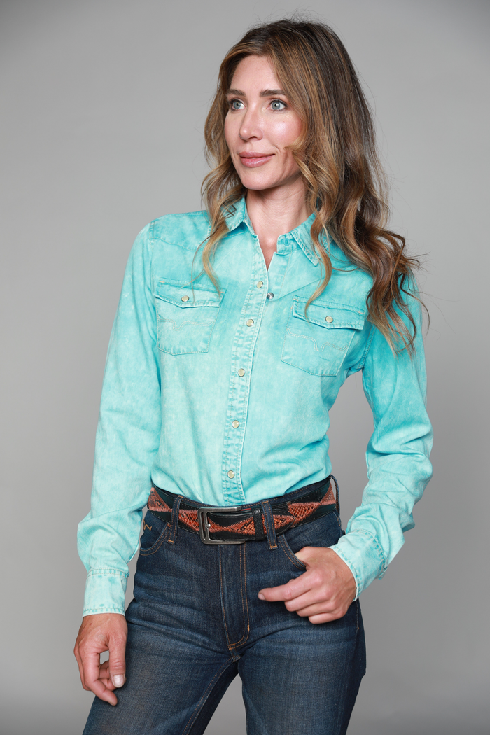Kimes Ranch Long Sleeved Shirt - KC Tencel Turquoise